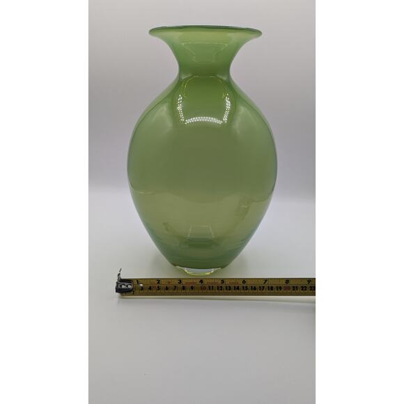 Makora Art Glass Green Opalescence Vase by Kronos. 12" - Picture 6 of 7